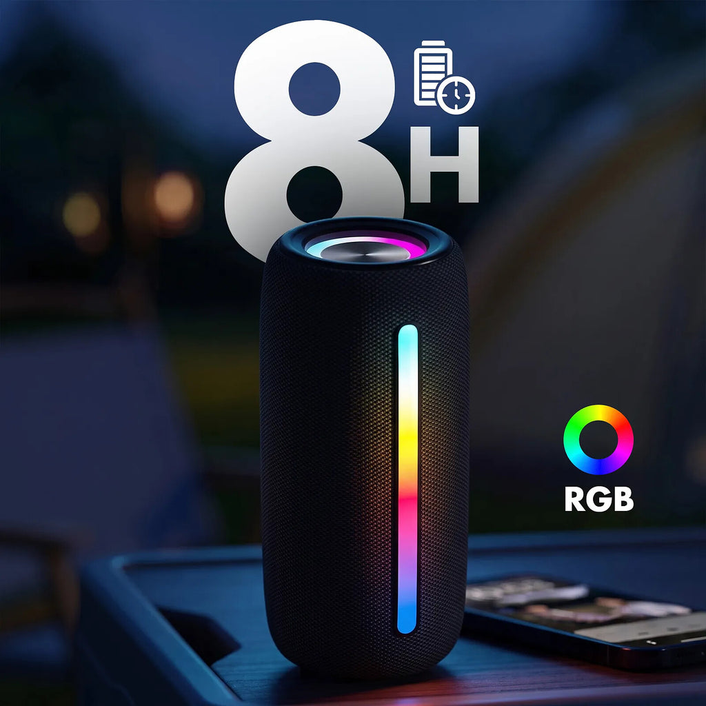 Akashi Enceinte Bluetooth 5.3 Extra Bass 20W avec LED Multicolore Autonomie 8h Noir - image 4