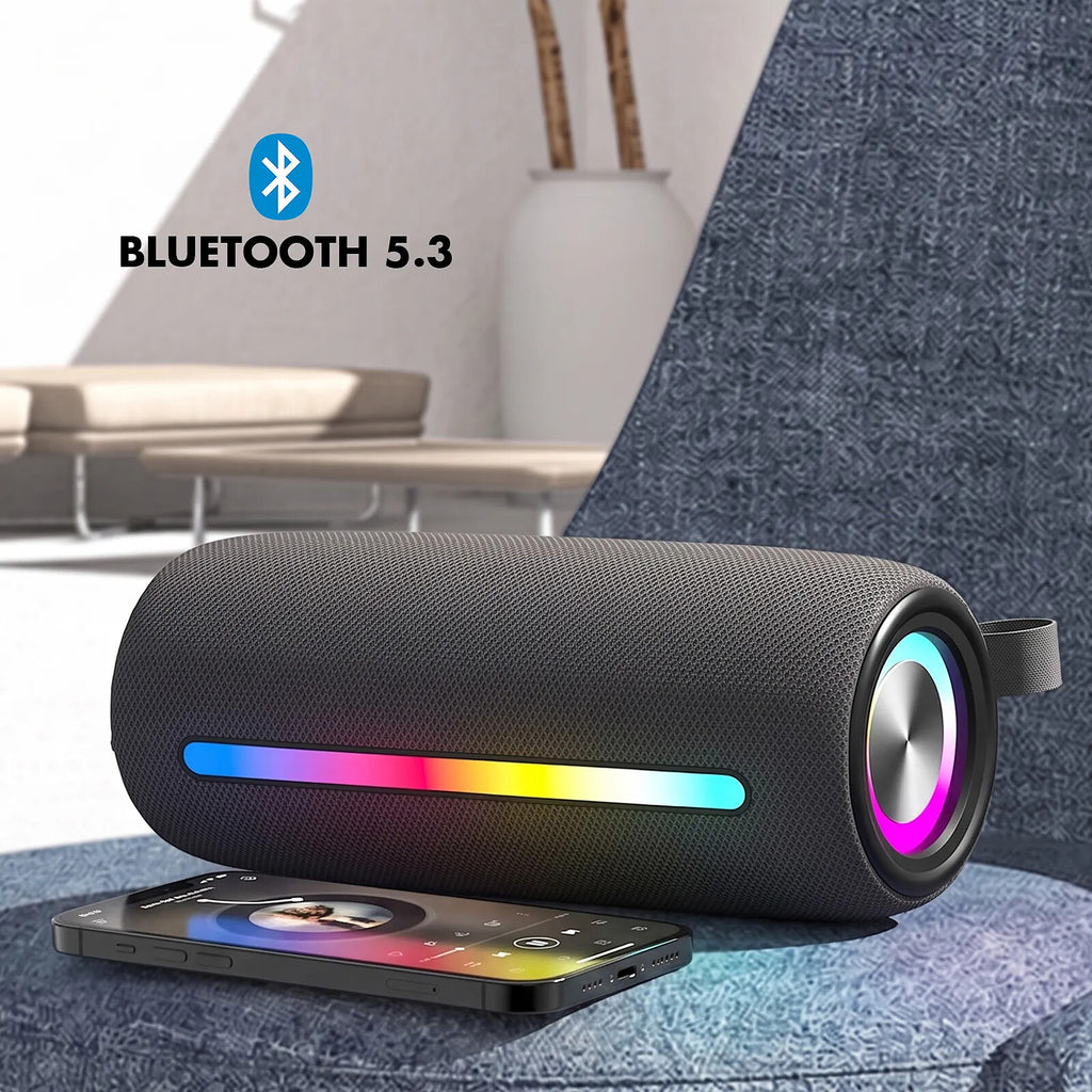 Akashi Enceinte Bluetooth 5.3 Extra Bass 20W avec LED Multicolore Autonomie 8h Noir - image 3