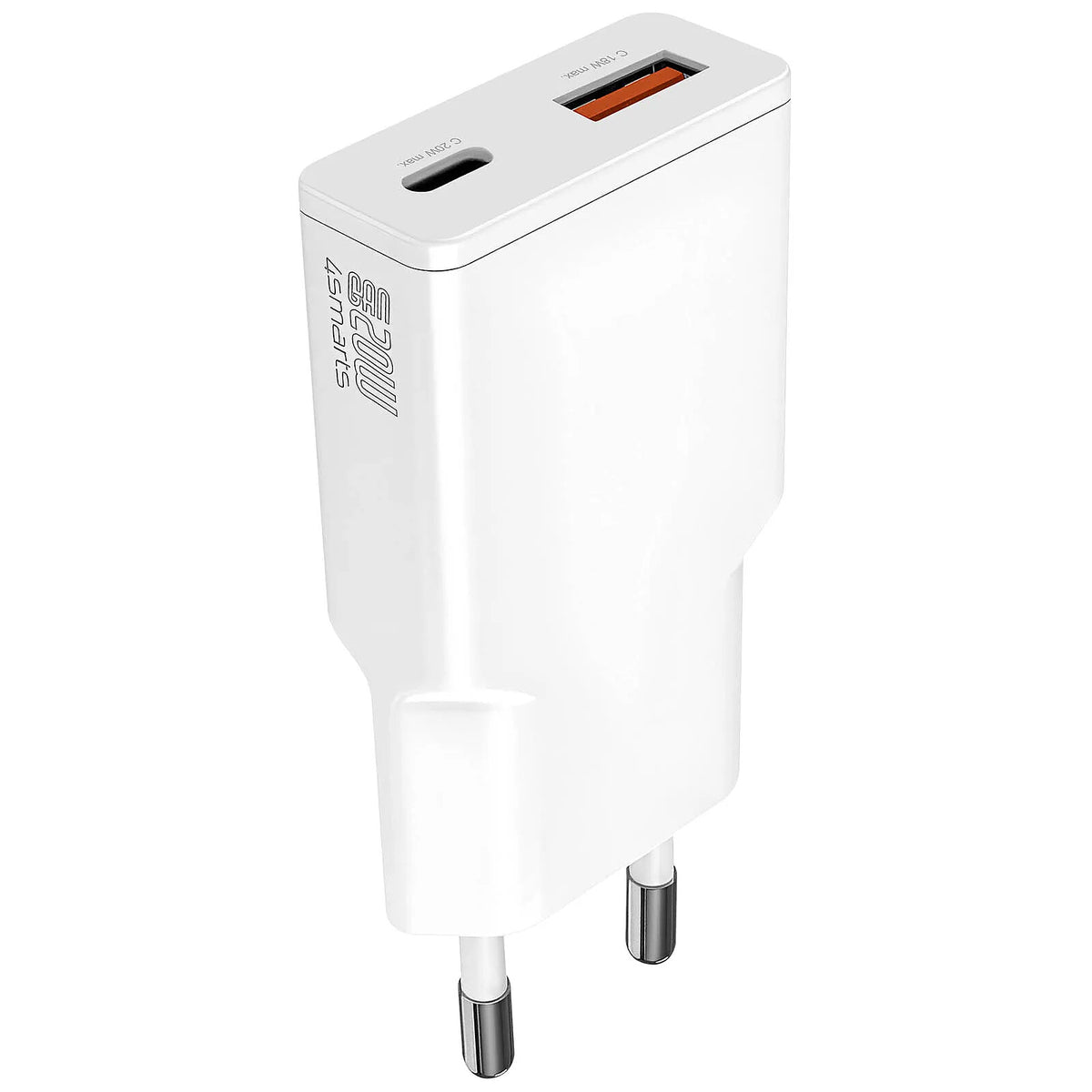 4smarts Chargeur Secteur USB-C GaN 20W + USB Format Compact Blanc - image 1