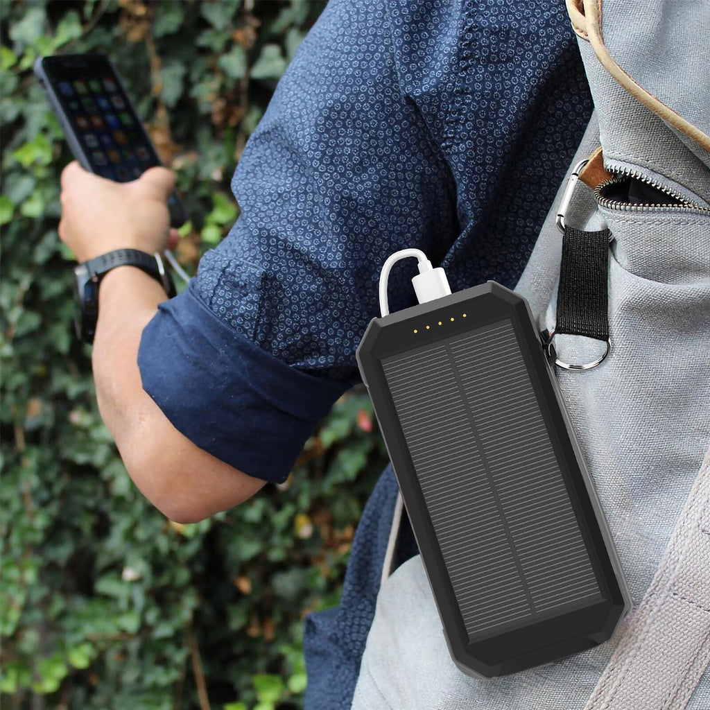 Akashi Batterie de Secours 10000 mAh Solaire Noir - image 3