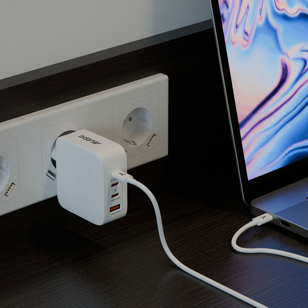 Akashi Pack Chargeur Secteur GaN 100W Intelligent USB-C x3 + USB-A + Cable USB-C 100W 1.5M - image 2