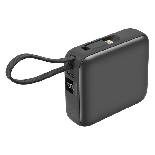 Akashi Batterie de Secours avec câbles USB-C et Lightning intégrés - 10 000 mAh (Noir) - image 1