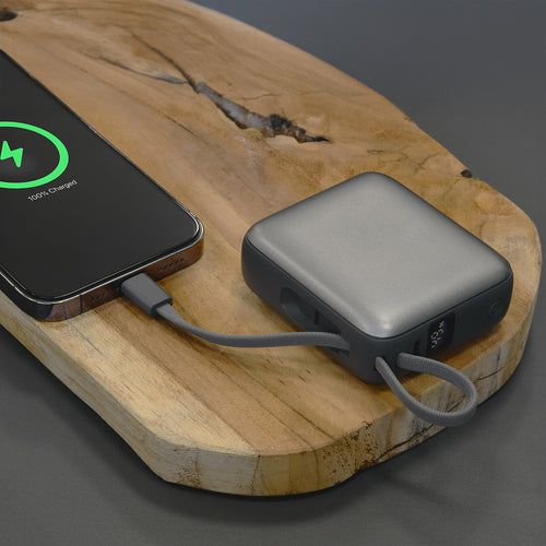 Akashi Batterie de Secours avec câbles USB-C et Lightning intégrés - 10 000 mAh (Noir) - image 2
