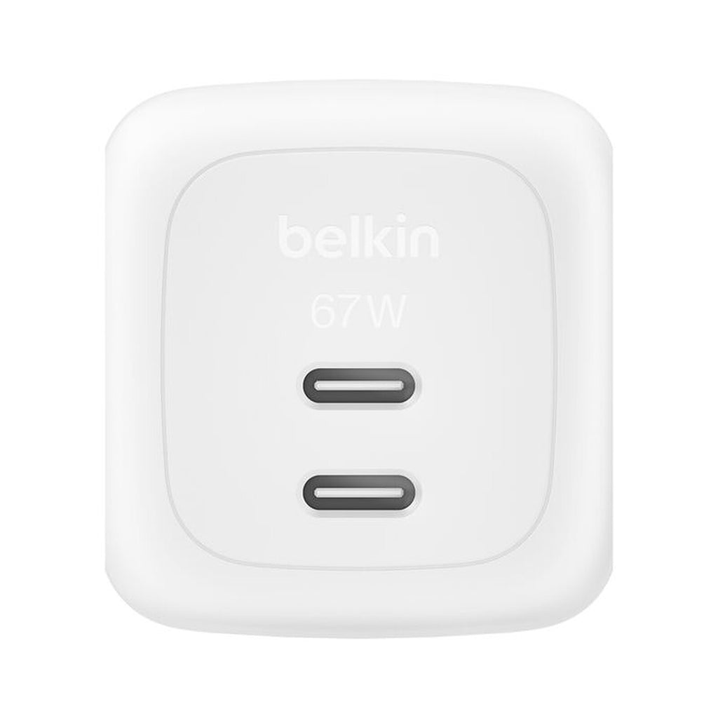 Belkin Chargeur USB-C 65W double USB-C pour ordinateur, Téléphone et Tablette (Blanc) - image 1